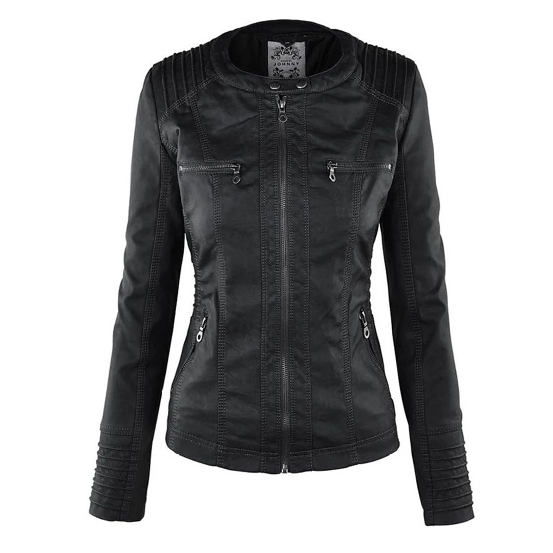 Hooded Leather Jacket for Women - Image 6