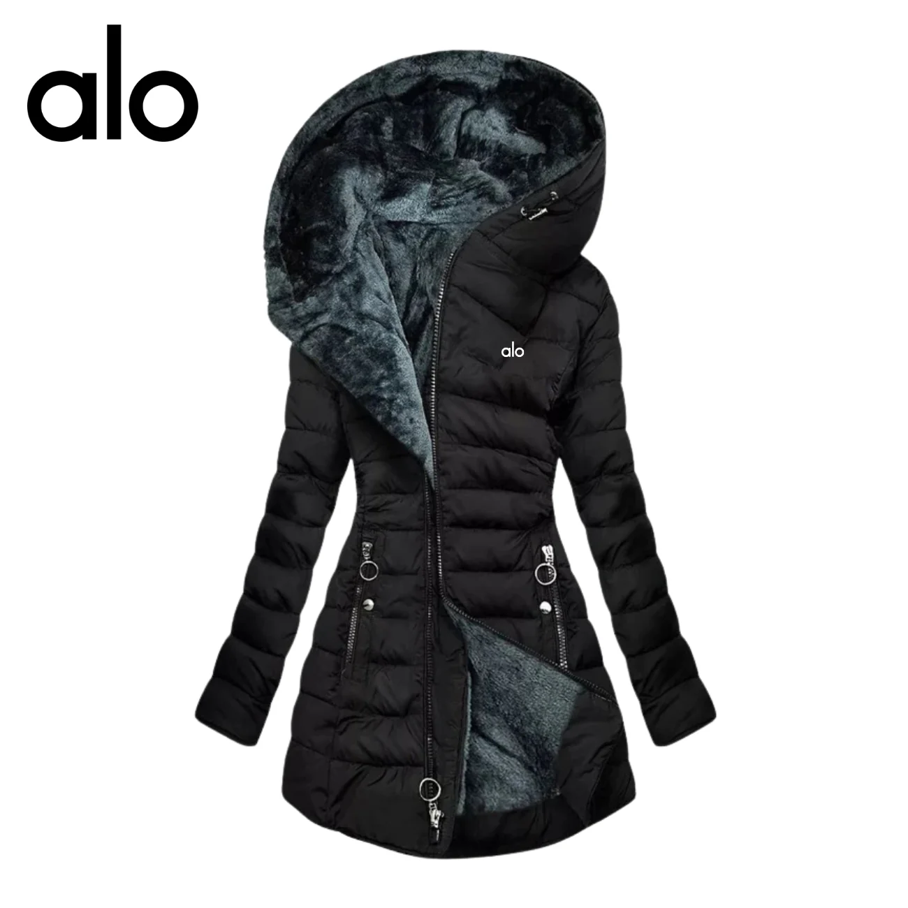 Hooded Puffer Coat with Plush Lining - CLEARANCE SALE -