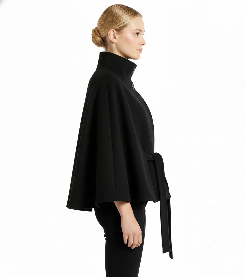 Isabelle – Women’s Wool Coat with High Collar and Removable Belt - Image 10