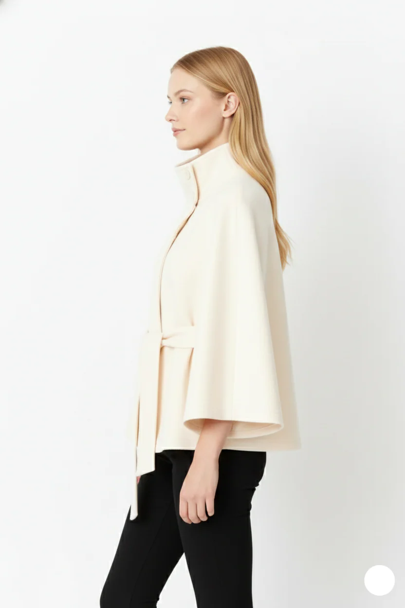 Isabelle – Women’s Wool Coat with High Collar and Removable Belt - Image 12