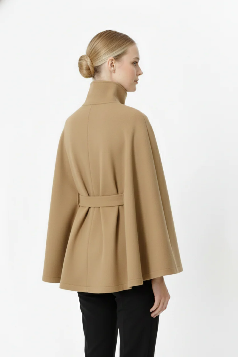Isabelle – Women’s Wool Coat with High Collar and Removable Belt - Image 13
