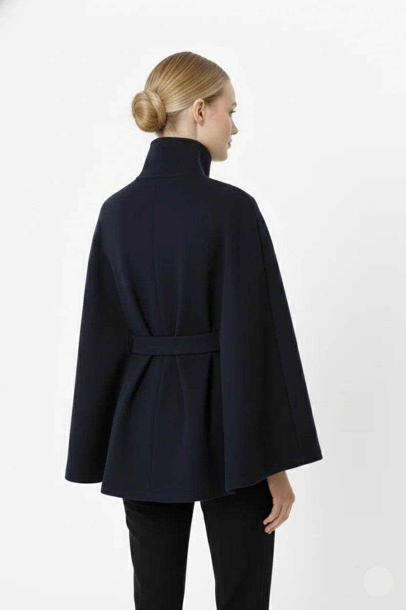 Isabelle – Women’s Wool Coat with High Collar and Removable Belt - Image 16