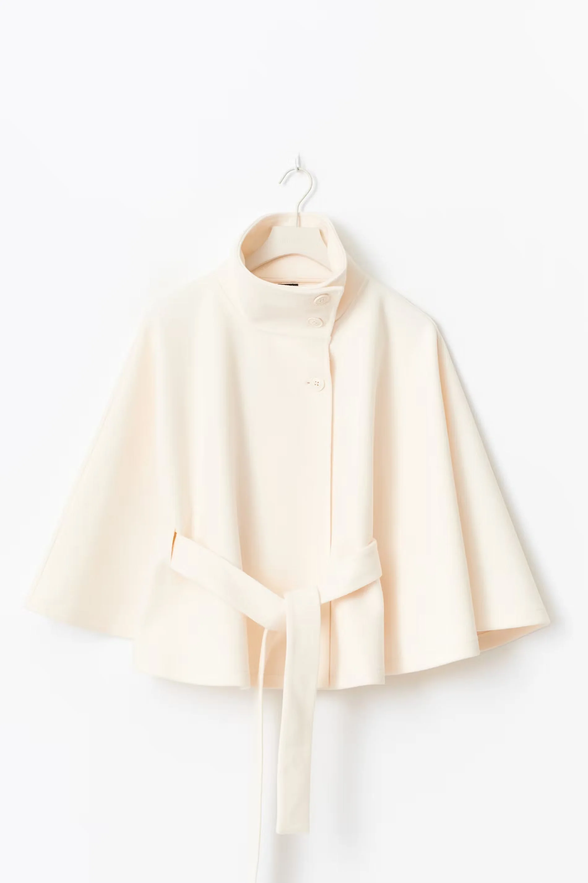 Isabelle – Women’s Wool Coat with High Collar and Removable Belt - Image 7