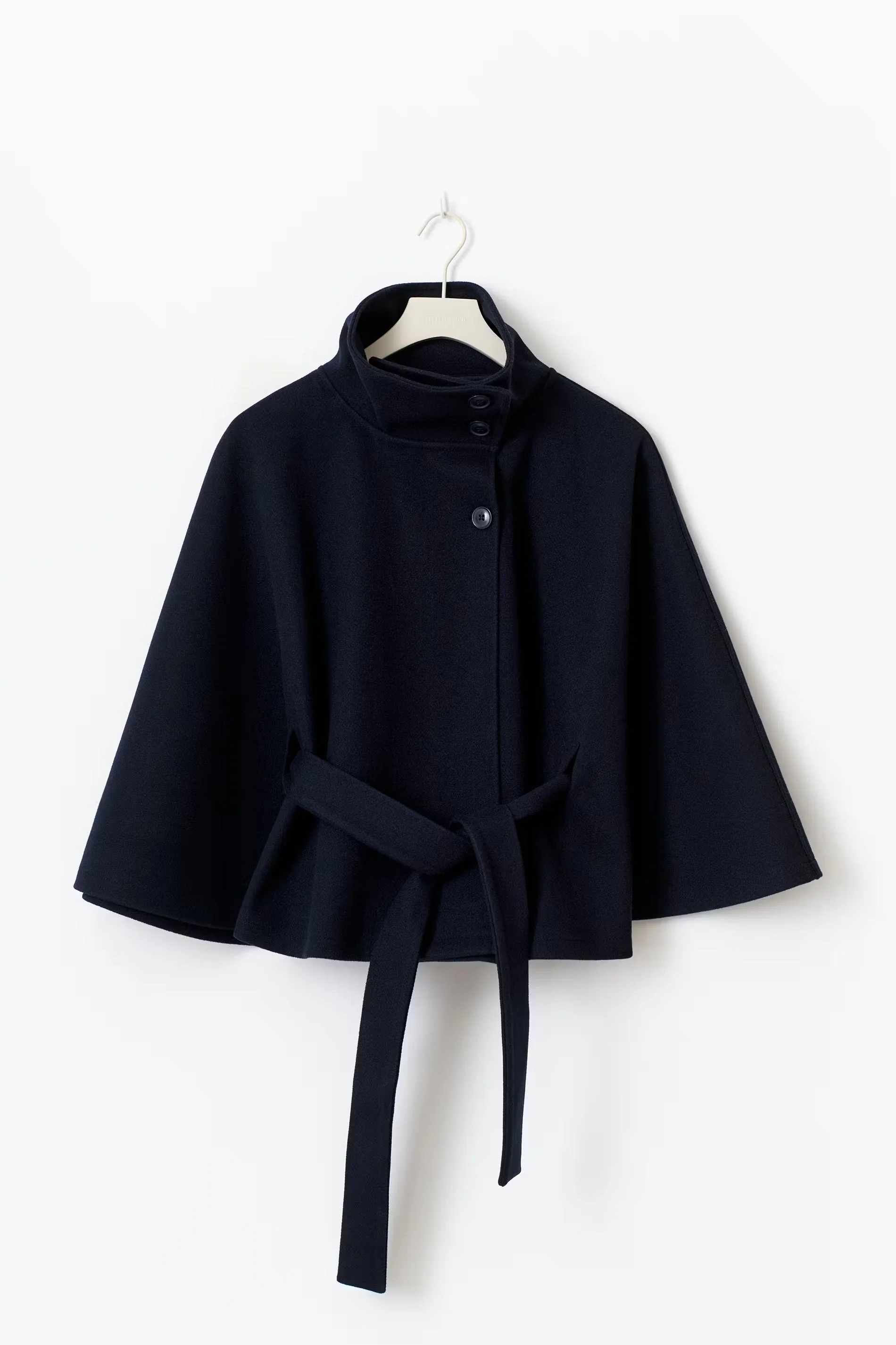 Isabelle – Women’s Wool Coat with High Collar and Removable Belt - Image 8