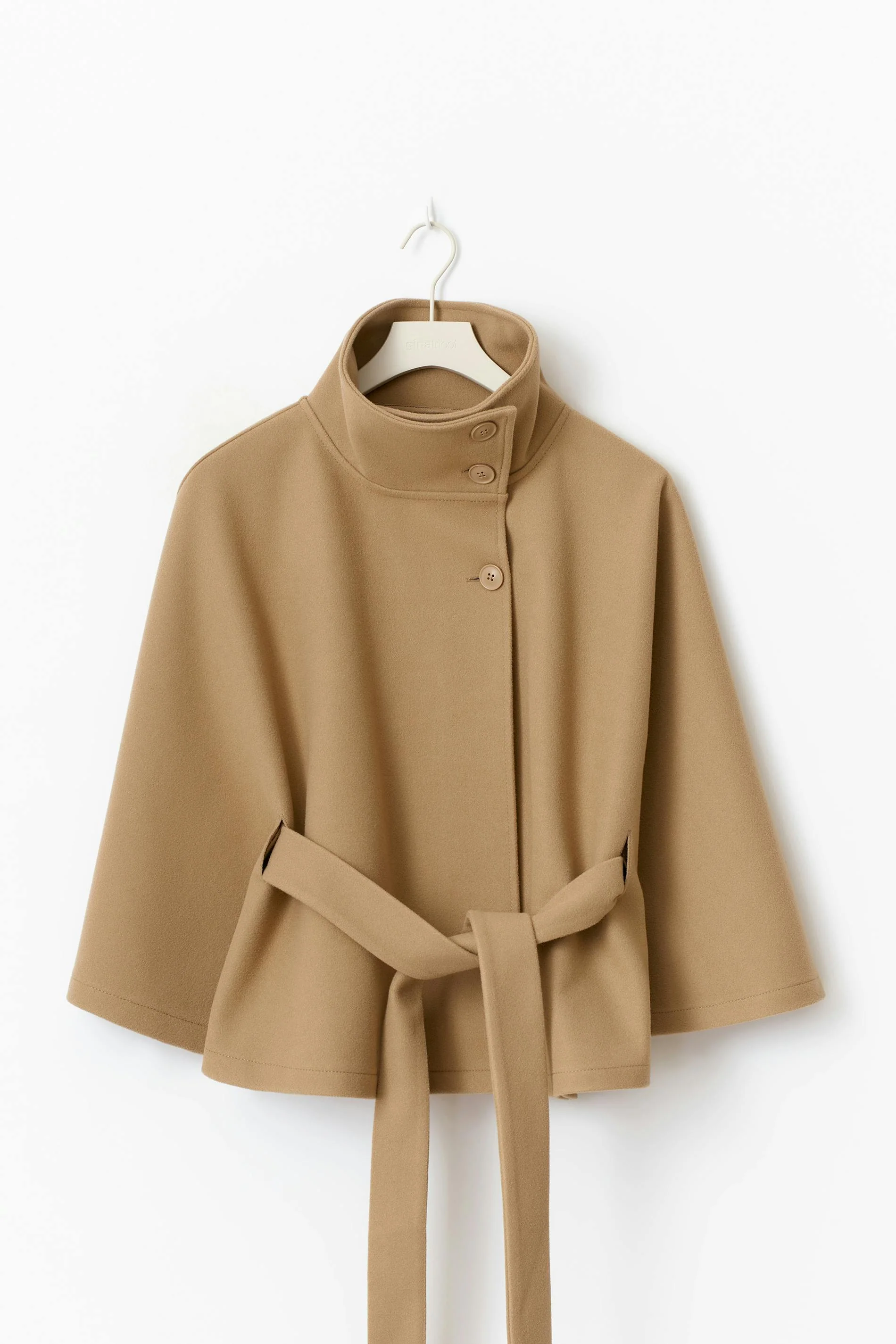 Isabelle – Women’s Wool Coat with High Collar and Removable Belt - Image 9