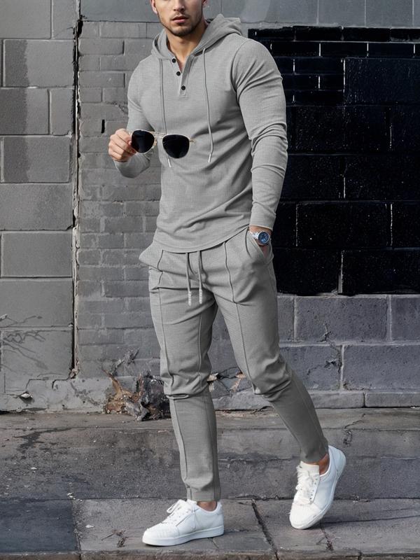 KZZ Essential Waffle Hoodie & Pants Combo | Men's Quick-Dry Lounge Set - Image 2