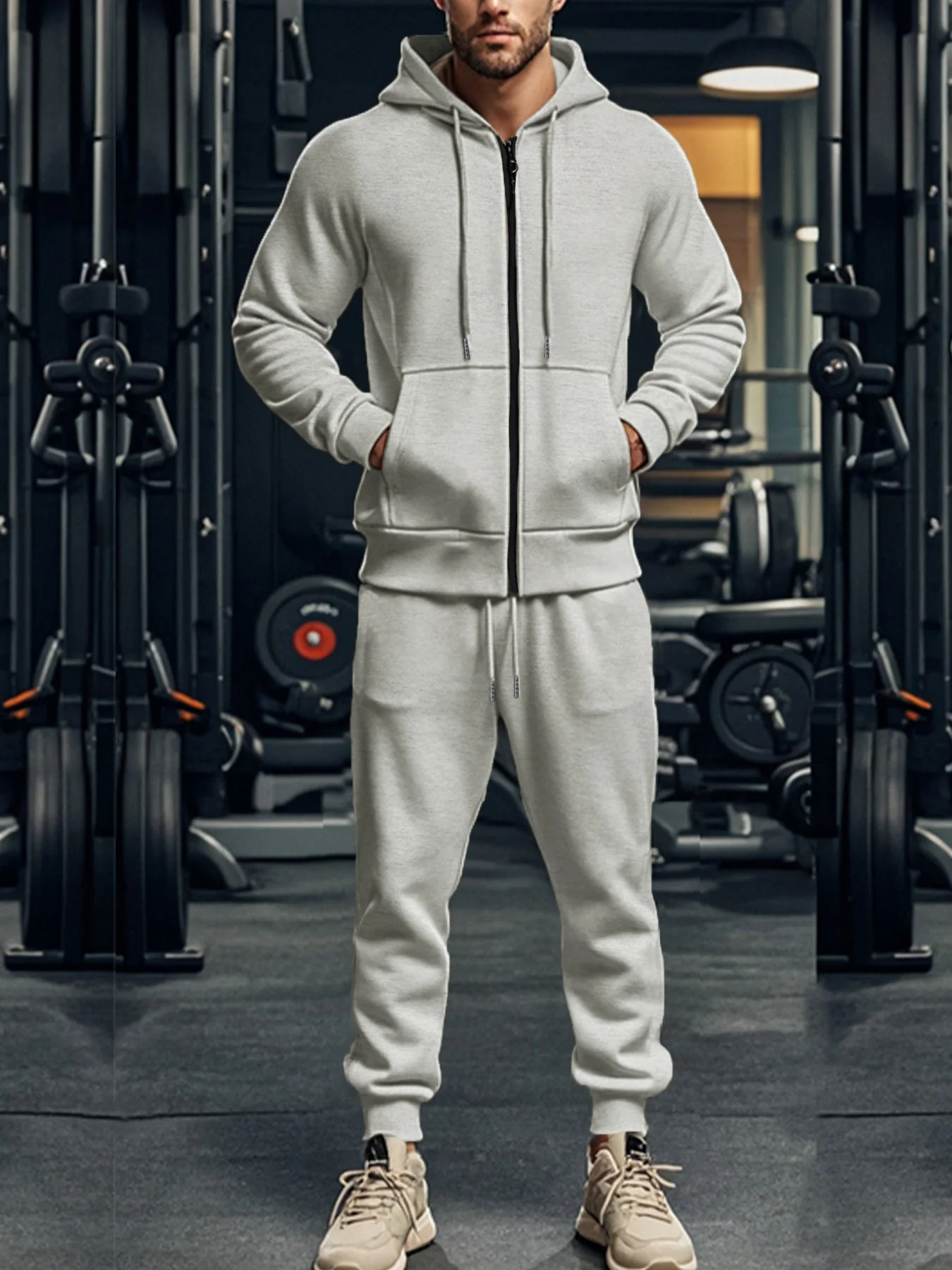KZZ Men’s Fleece Zip Hoodie & Jogger Sets - Image 2
