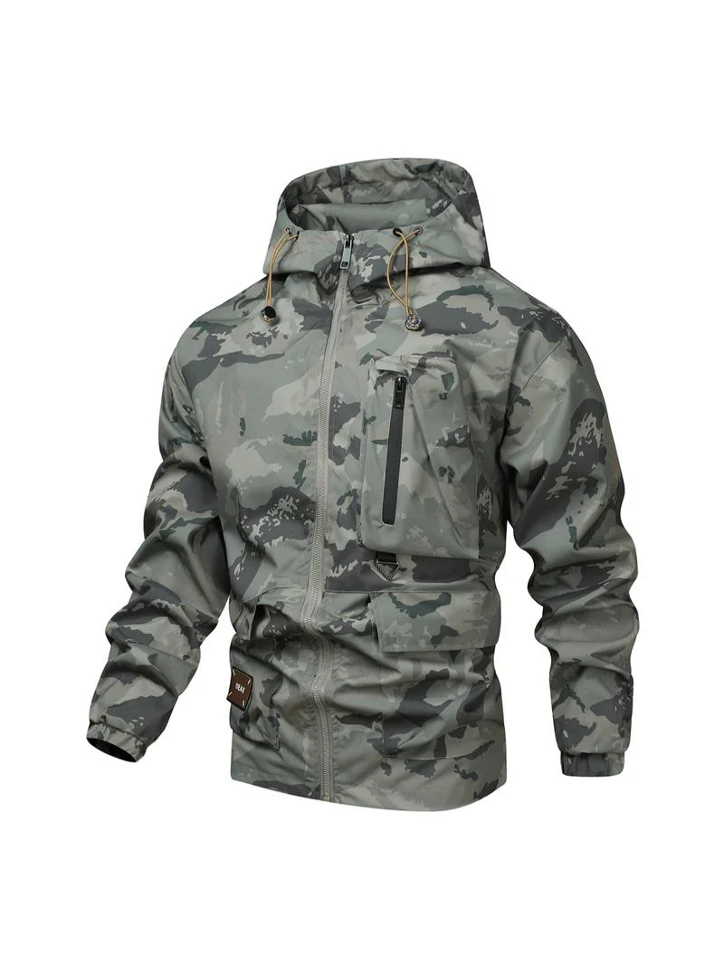 KZZ Camouflage Print Zip-Up Hooded Jacket - Image 2