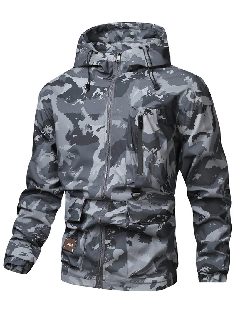 KZZ Camouflage Print Zip-Up Hooded Jacket - Image 3