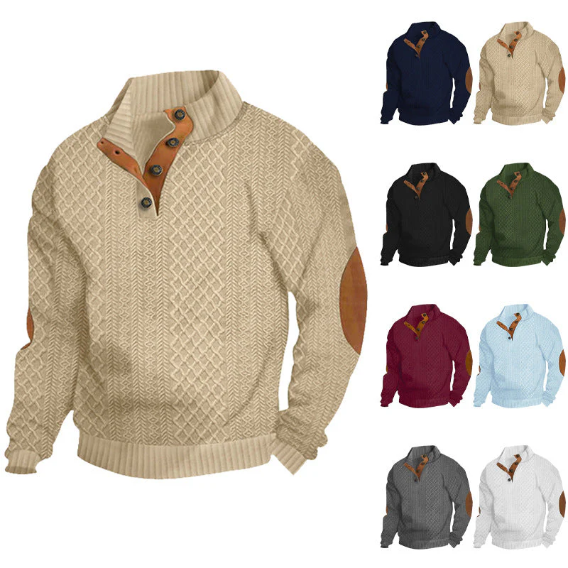 KZZ Men's Colorblock Jacquard Button-Front Sweatshirt - Image 10