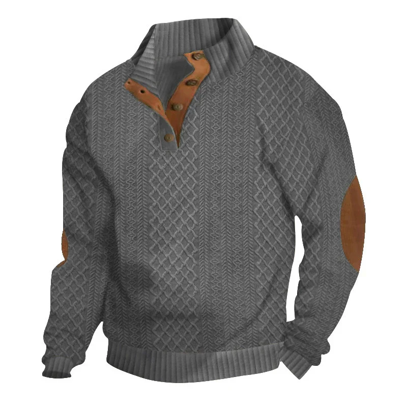KZZ Men's Colorblock Jacquard Button-Front Sweatshirt - Image 2