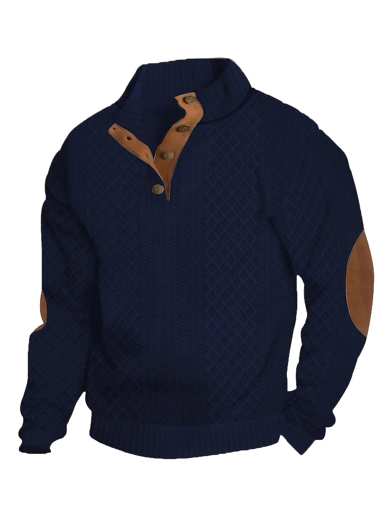 KZZ Men's Colorblock Jacquard Button-Front Sweatshirt - Image 3