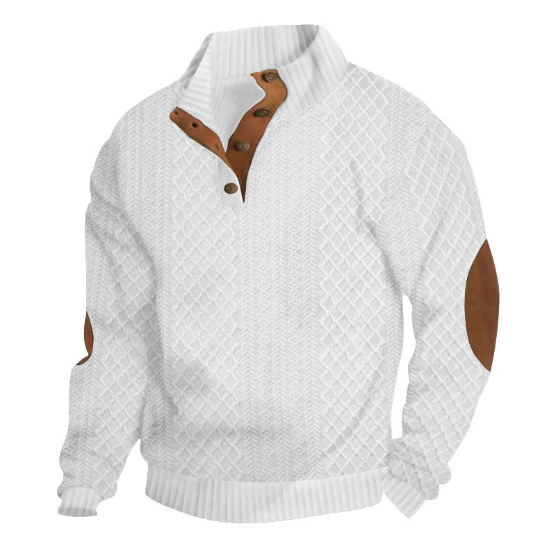 KZZ Men's Colorblock Jacquard Button-Front Sweatshirt - Image 4