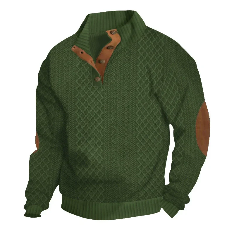 KZZ Men's Colorblock Jacquard Button-Front Sweatshirt - Image 5