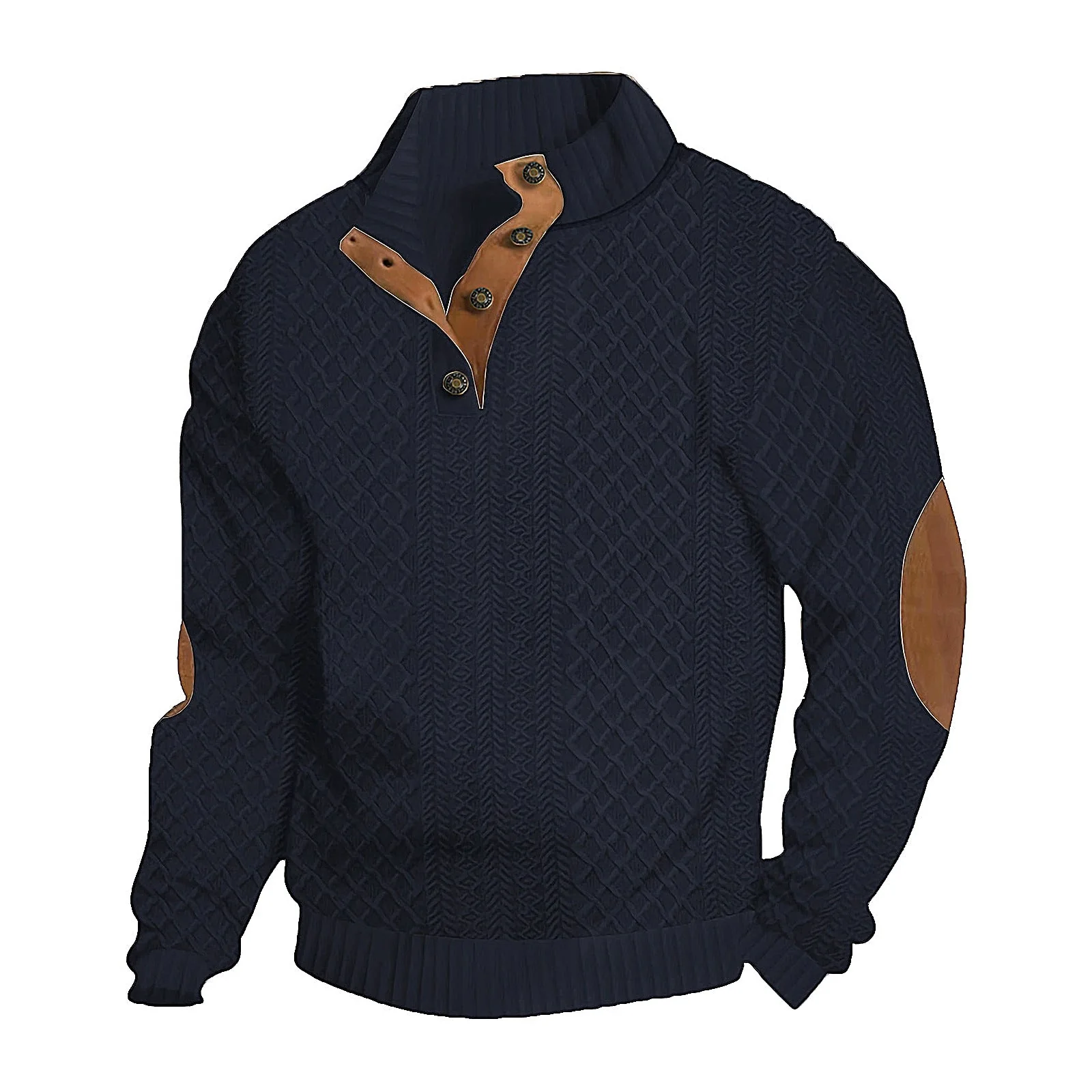 KZZ Men's Colorblock Jacquard Button-Front Sweatshirt - Image 6