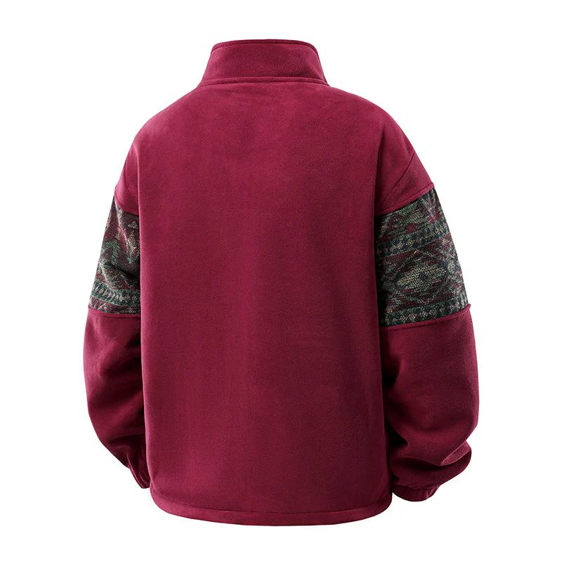 KZZ Men's Ethnic Pattern Full Zip Cardigan Sweatshirt, Stand Collar Casual Jacket - Image 4