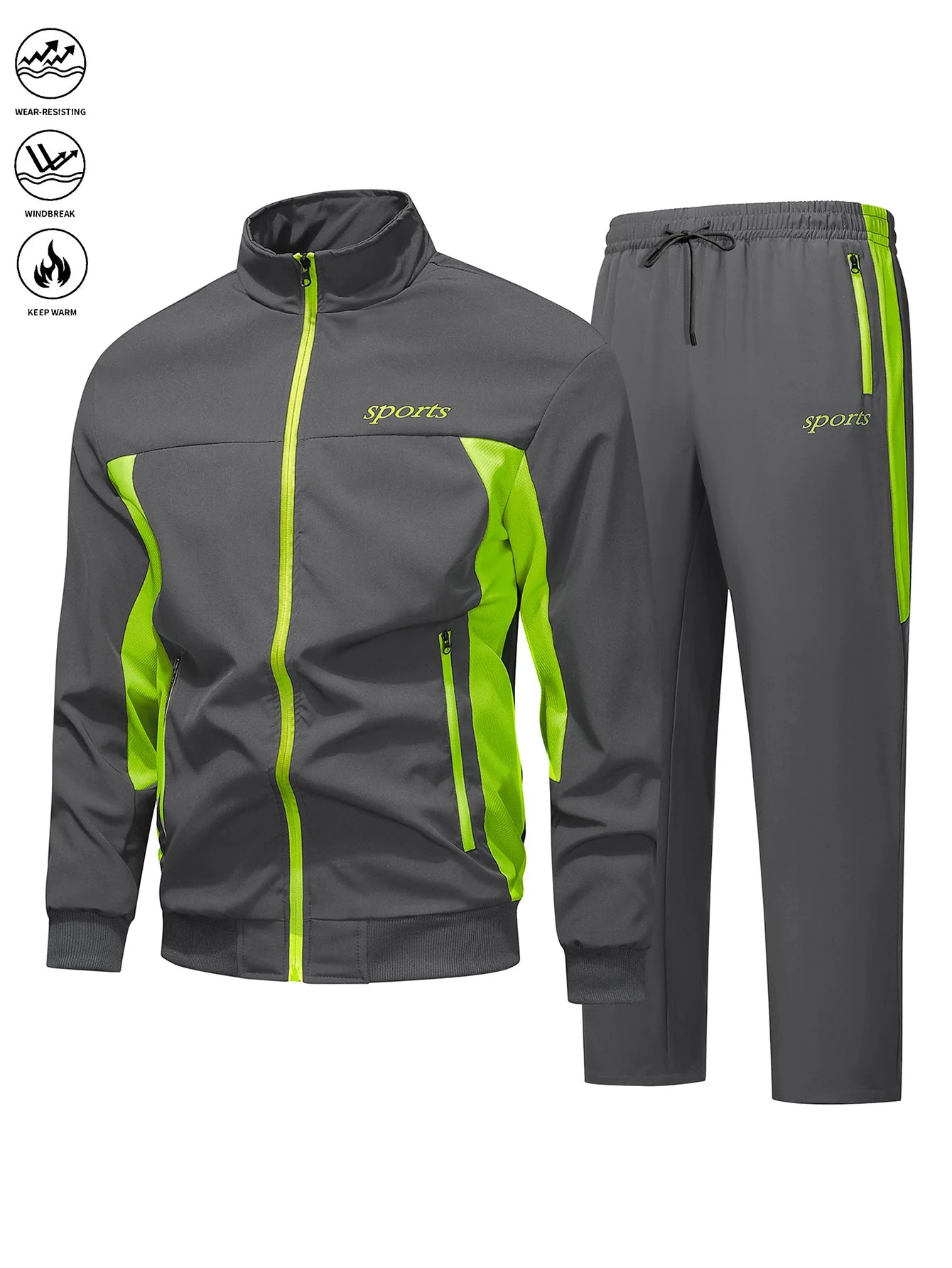KZZ Men's Fall and Winter Outfits Tracksuits Sweatsuits 2 Pieces - Image 2