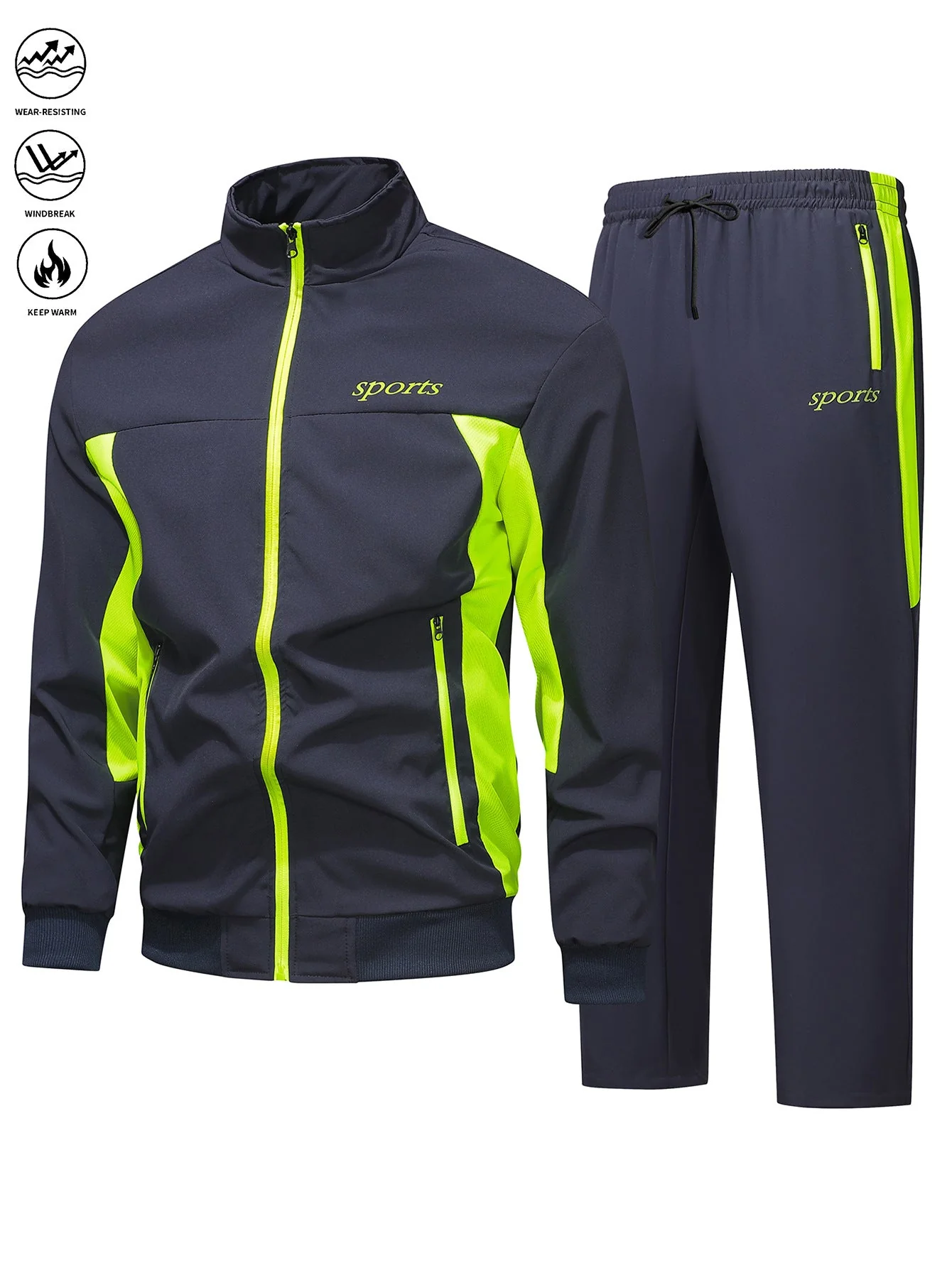 KZZ Men's Fall and Winter Outfits Tracksuits Sweatsuits 2 Pieces - Image 3