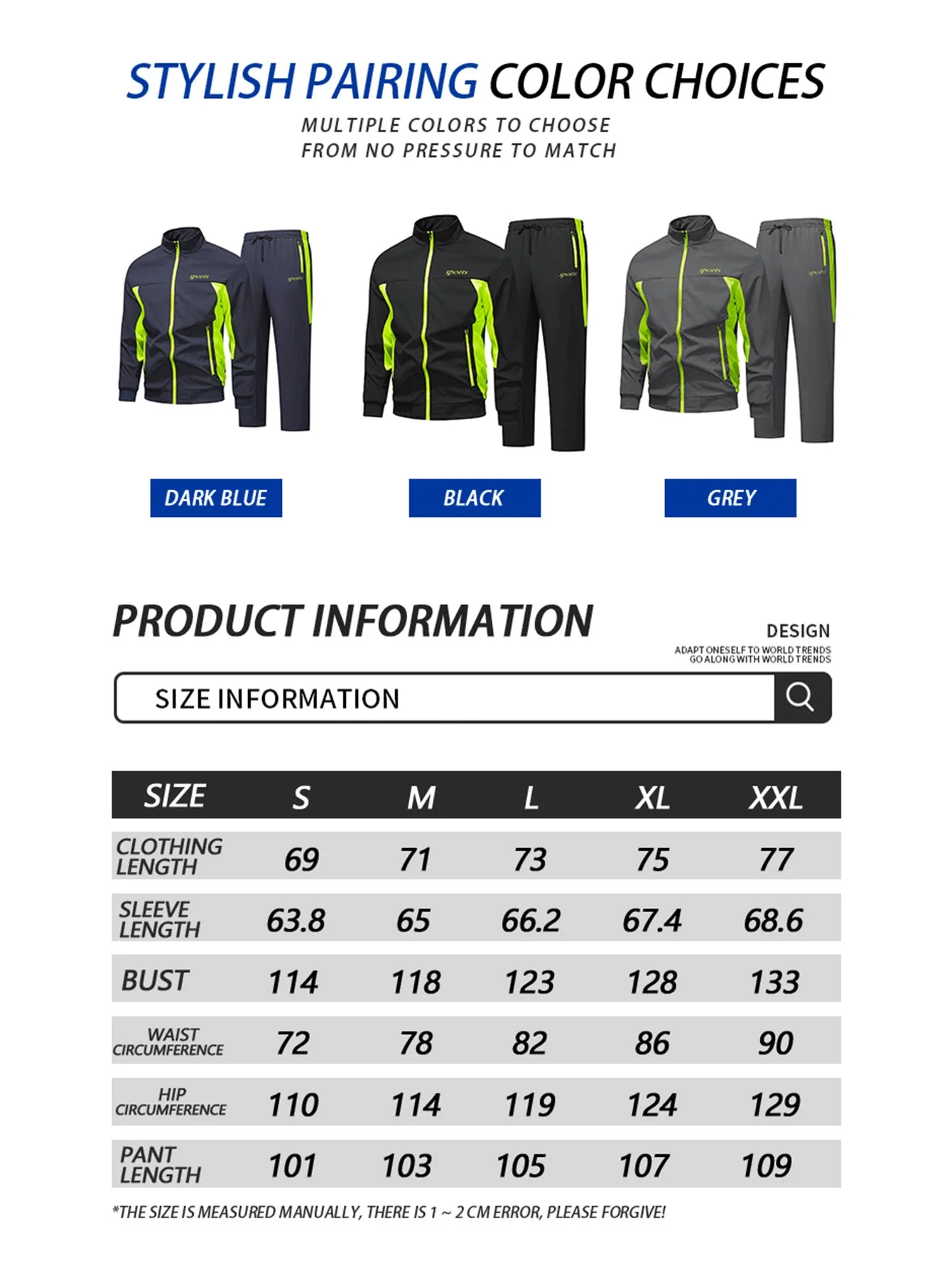 KZZ Men's Fall and Winter Outfits Tracksuits Sweatsuits 2 Pieces - Image 4