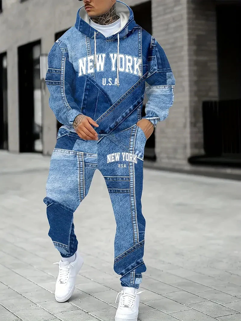 KZZ Men's Fall Winter Hooded Sweatshirt & Pants Set - Image 13