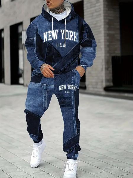 KZZ Men's Fall Winter Hooded Sweatshirt & Pants Set - Image 19