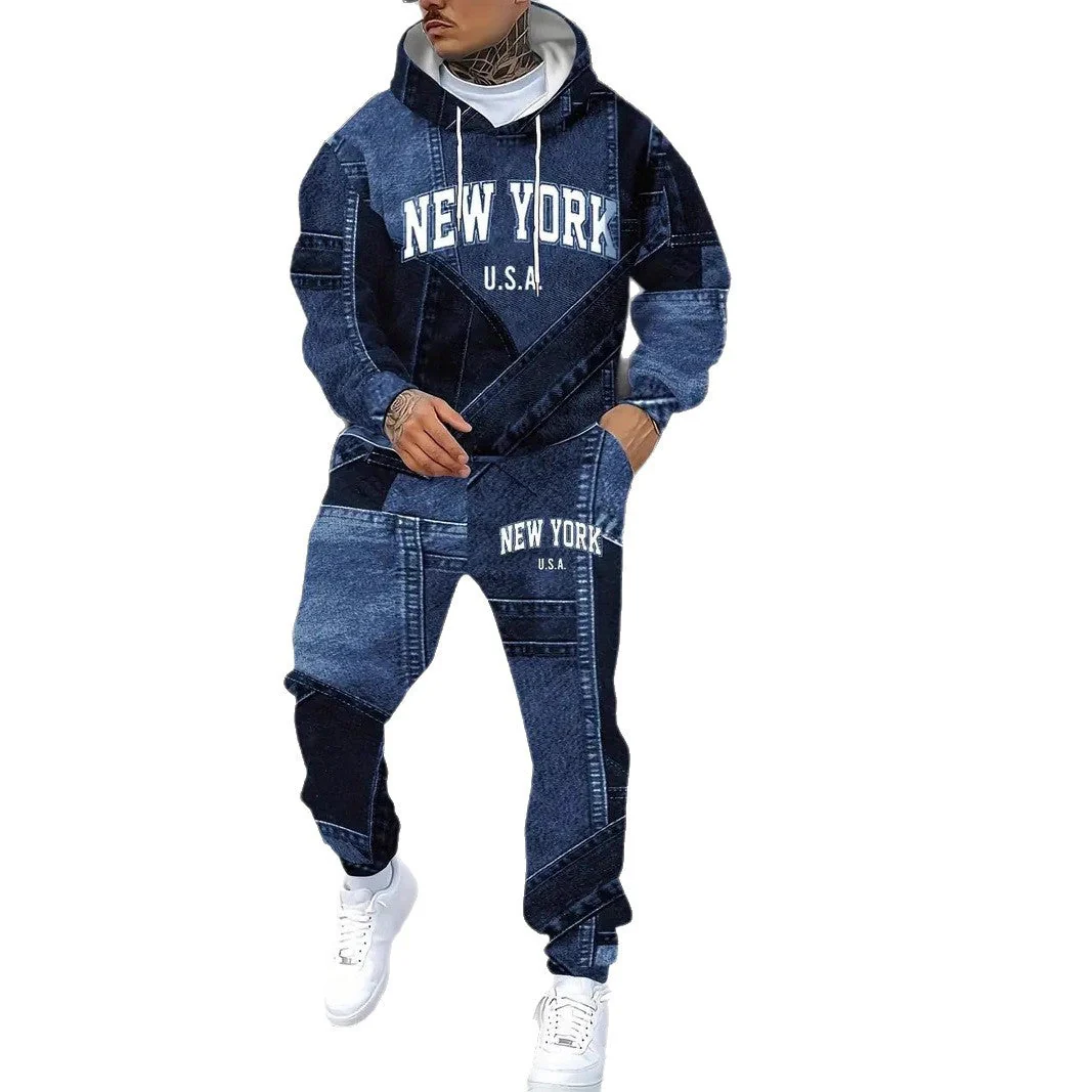 KZZ Men's Fall Winter Hooded Sweatshirt & Pants Set - Image 23