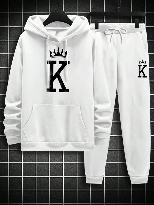 KZZ Men's Fleece Jogger Set, Hooded Sweatshirt & Drawstring Pants - Image 4