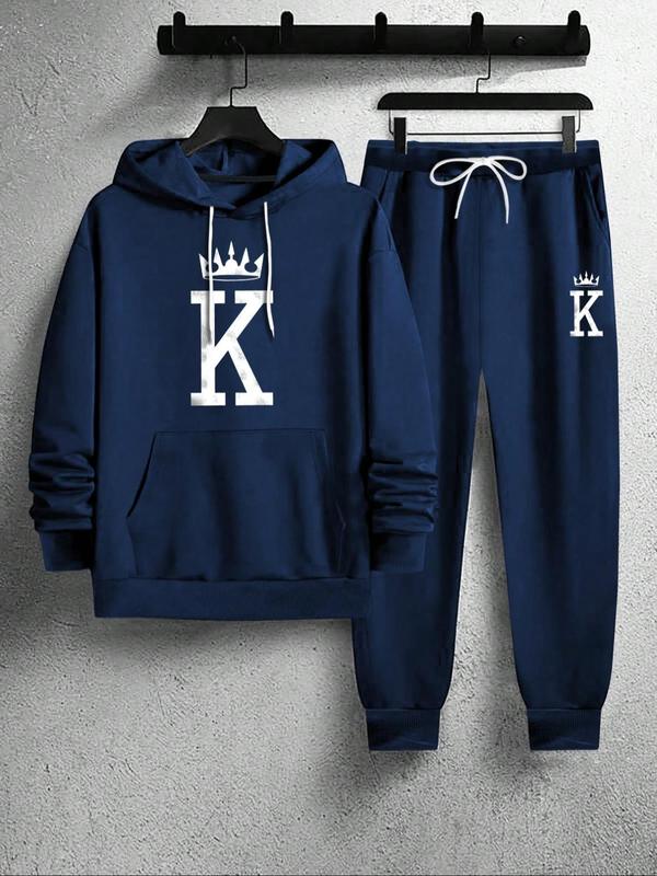 KZZ Men's Fleece Jogger Set, Hooded Sweatshirt & Drawstring Pants - Image 6