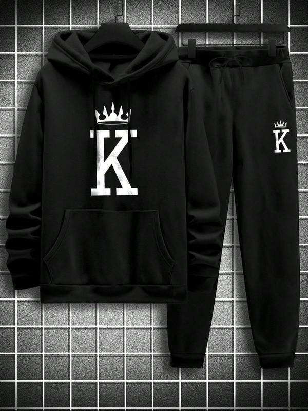 KZZ Men's Fleece Jogger Set, Hooded Sweatshirt & Drawstring Pants - Image 8