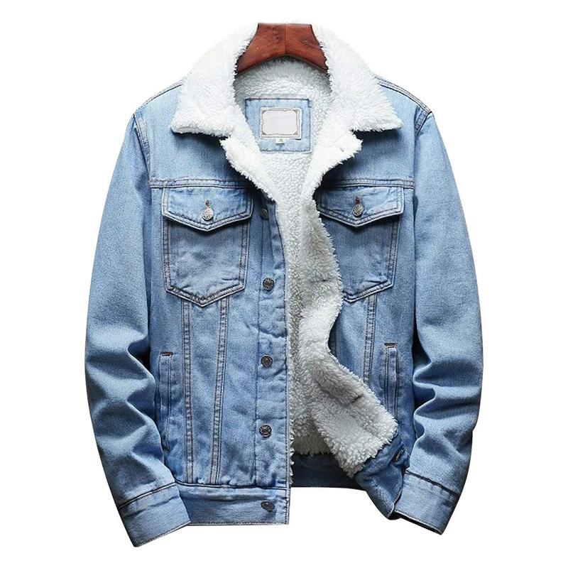 KZZ Men's Fleece Lined Denim Jacket Warm Winter Trucker Jacket