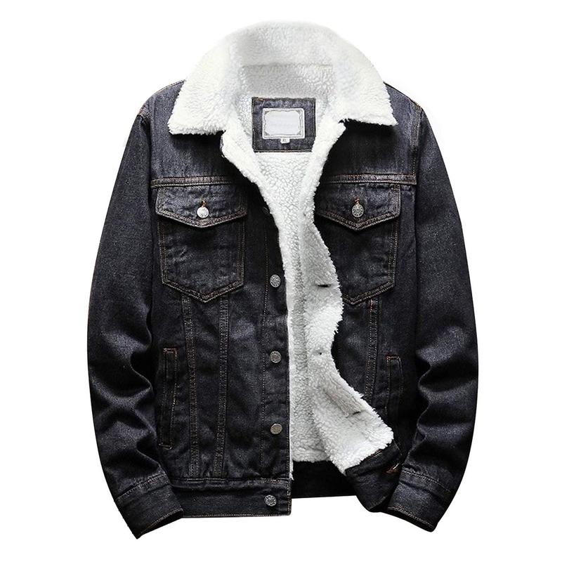 KZZ Men's Fleece Lined Denim Jacket Warm Winter Trucker Jacket - Image 3