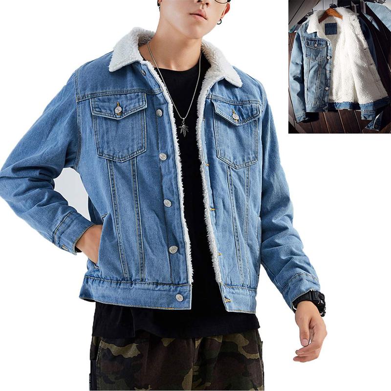 KZZ Men's Fleece Lined Denim Jacket Warm Winter Trucker Jacket - Image 4