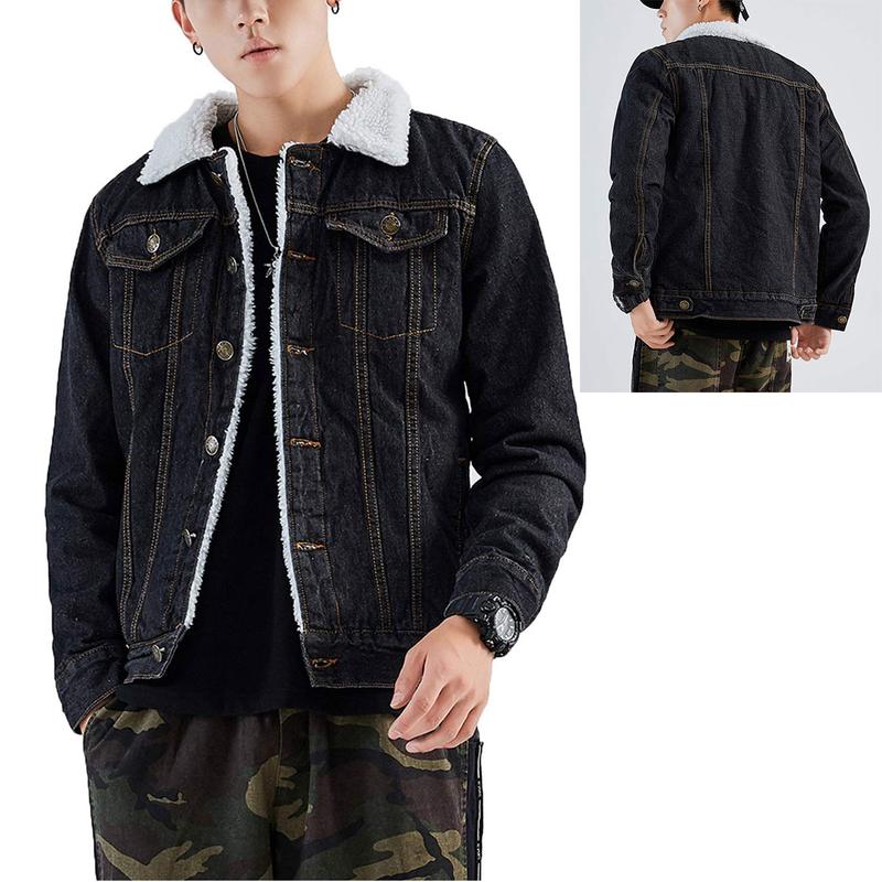 KZZ Men's Fleece Lined Denim Jacket Warm Winter Trucker Jacket - Image 5