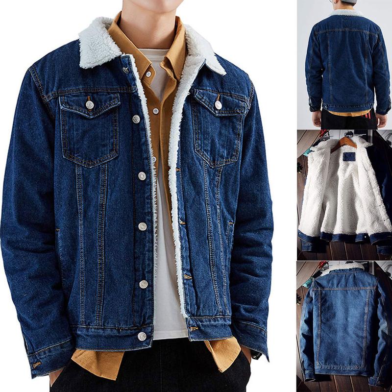 KZZ Men's Fleece Lined Denim Jacket Warm Winter Trucker Jacket - Image 6