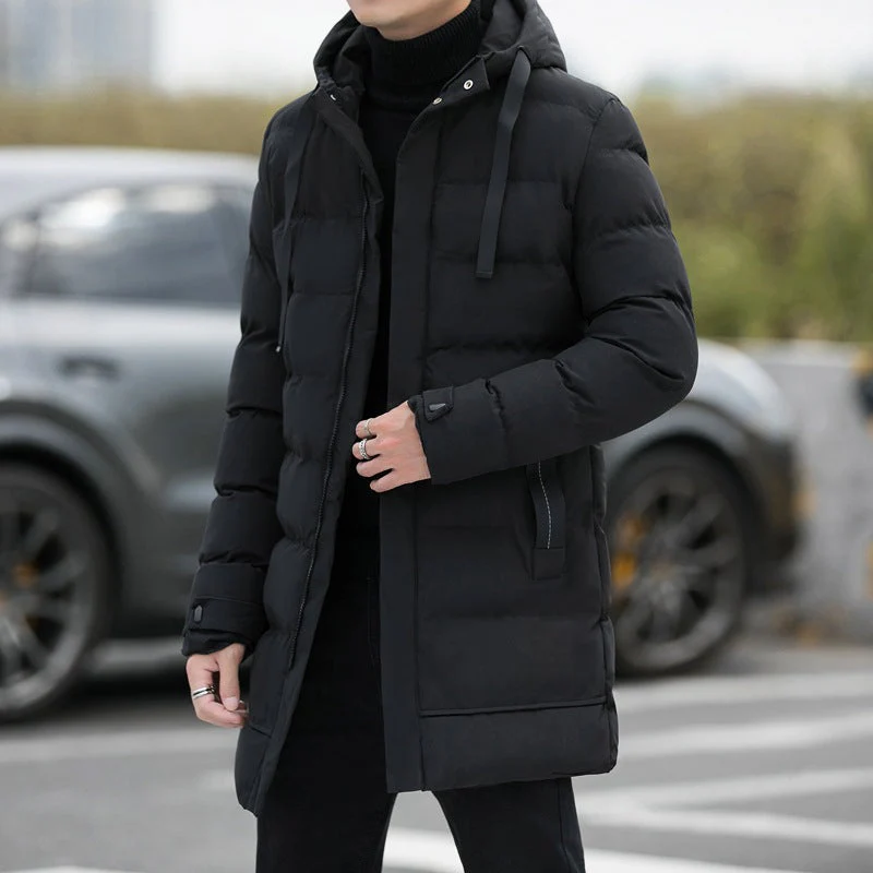 KZZ Men's Heavy-Duty Windproof Winter Coat - Thickened Full-Zip Hooded Jacket