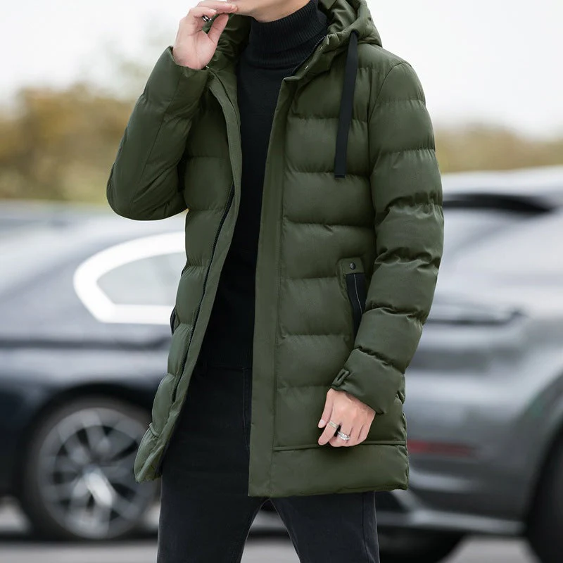 KZZ Men's Heavy-Duty Windproof Winter Coat - Thickened Full-Zip Hooded Jacket - Image 2