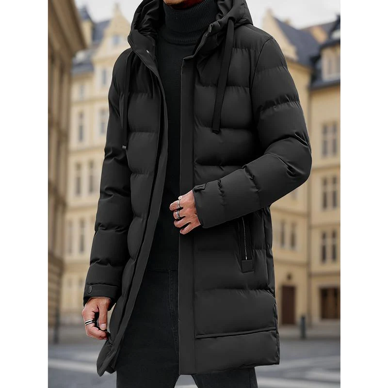 KZZ Men's Heavy-Duty Windproof Winter Coat - Thickened Full-Zip Hooded Jacket - Image 4
