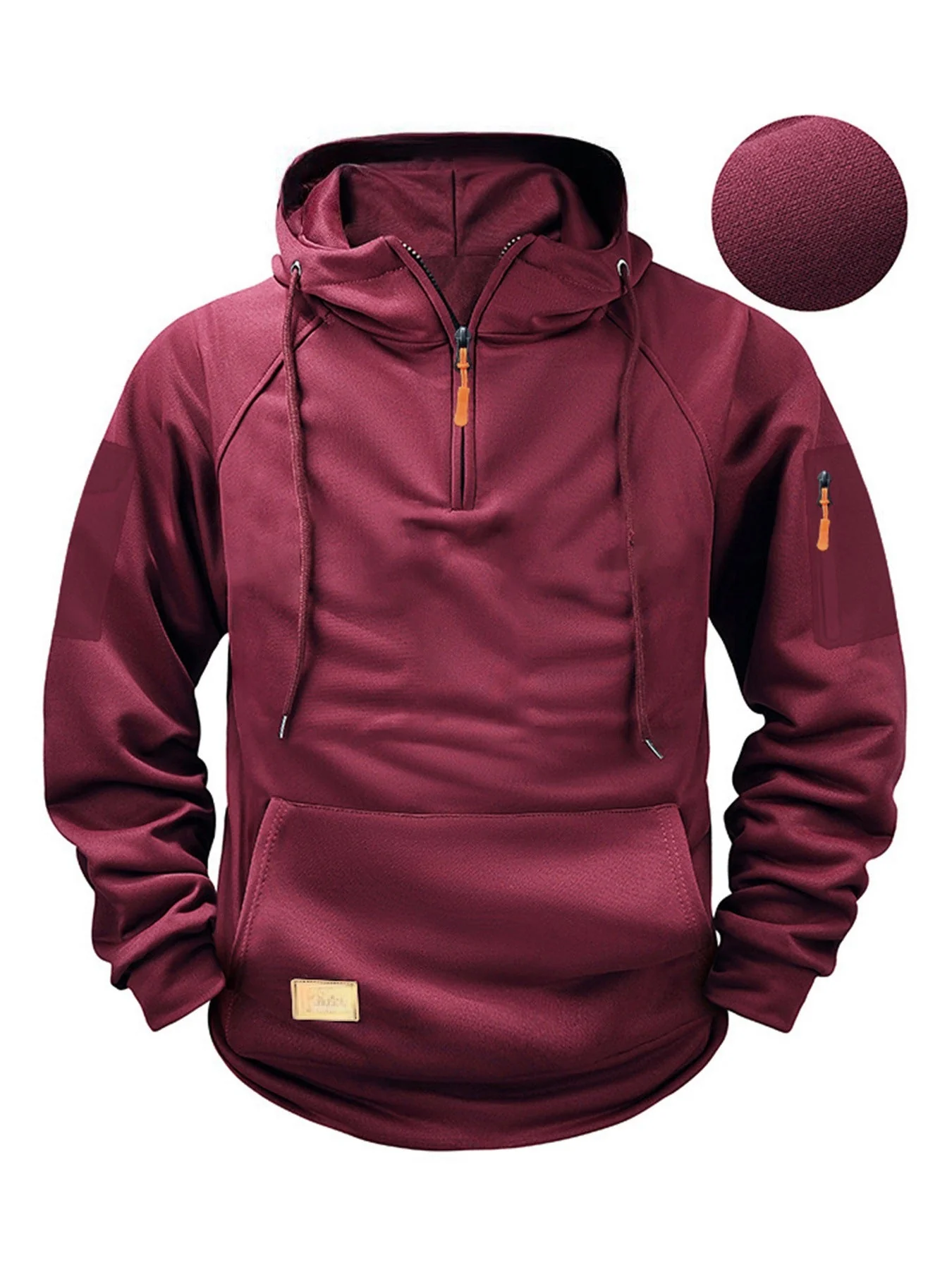 KZZ Men's Regular Fit Patched Pocket Drawstring Hoodie - Image 2