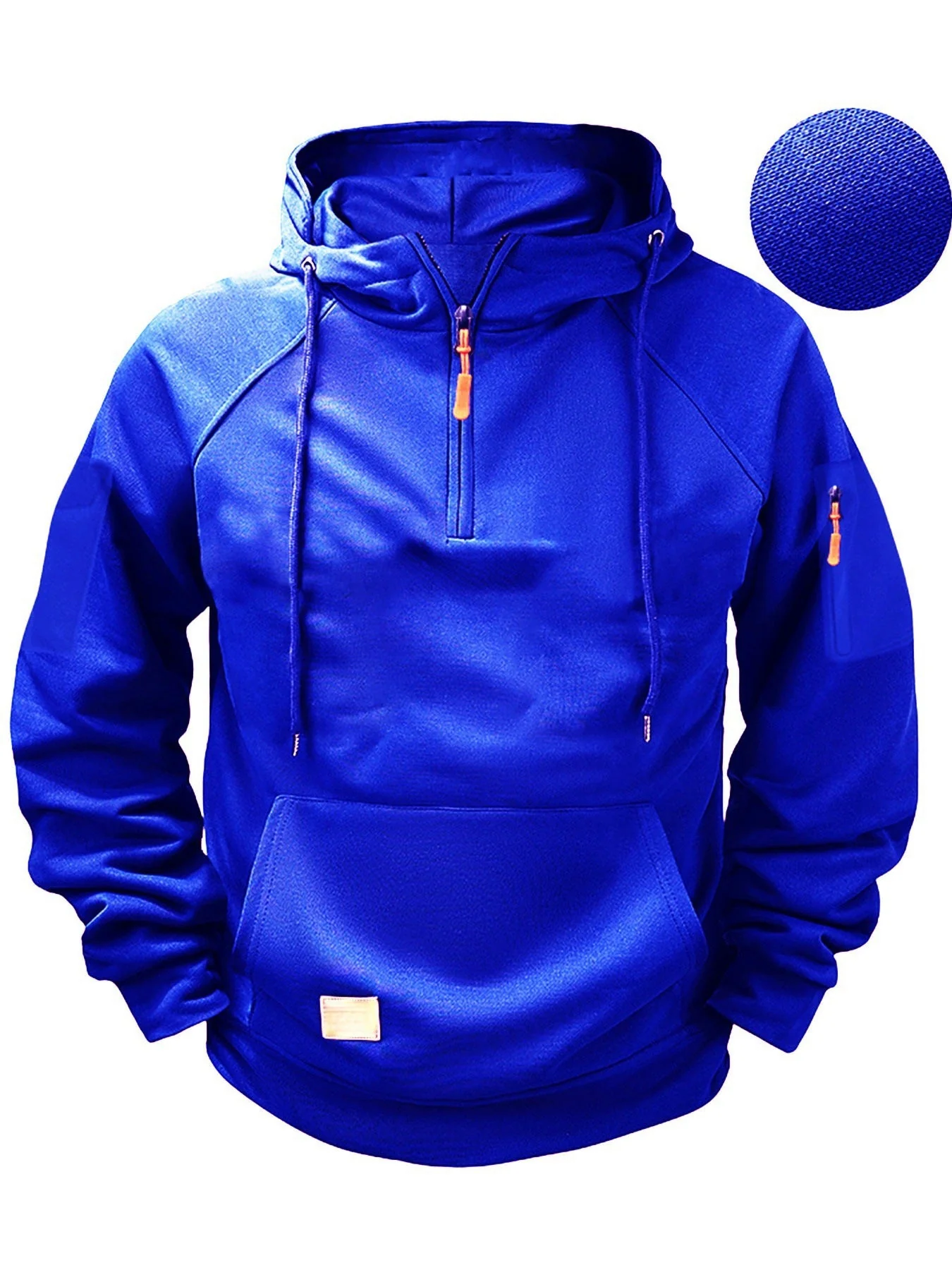 KZZ Men's Regular Fit Patched Pocket Drawstring Hoodie - Image 5