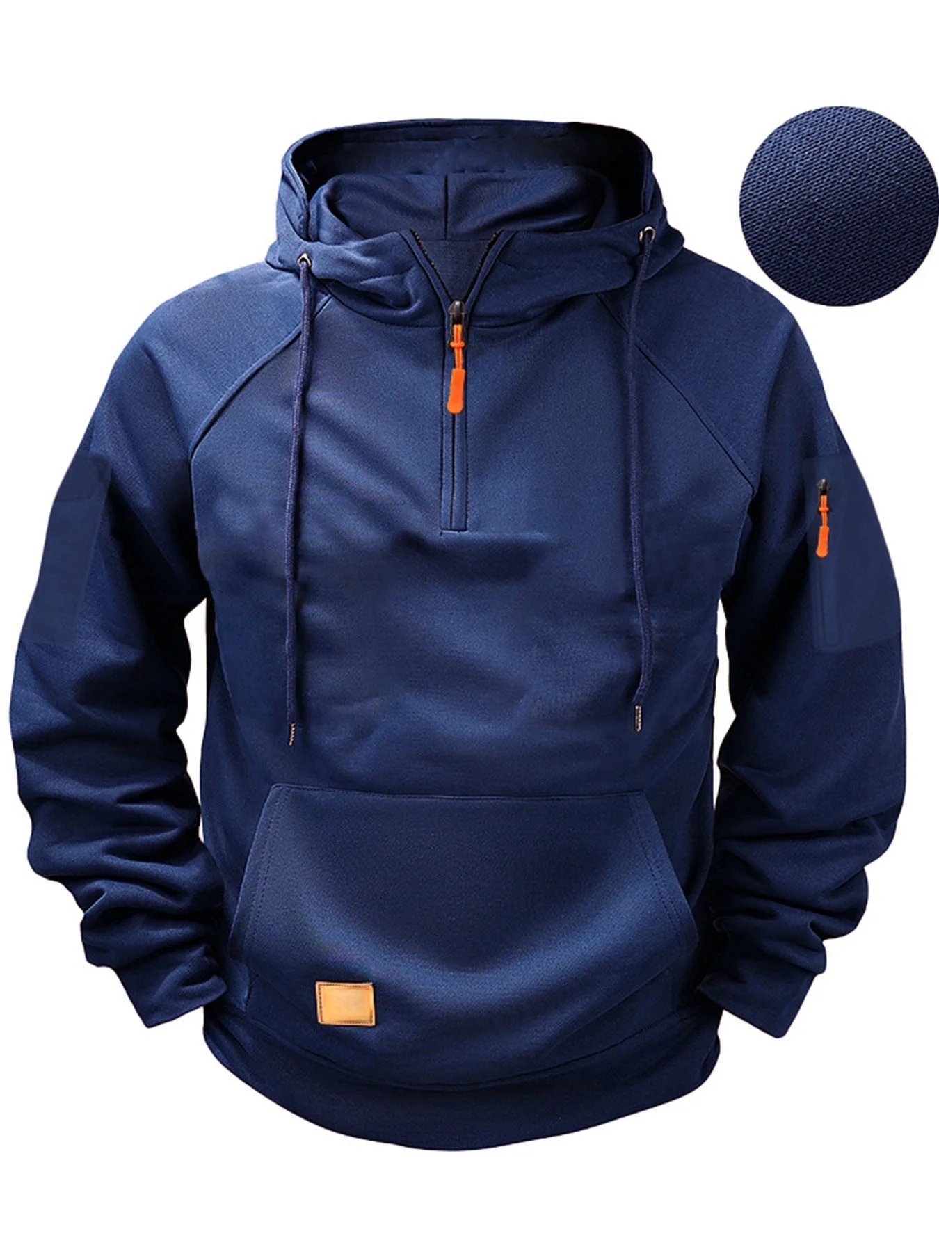KZZ Men's Regular Fit Patched Pocket Drawstring Hoodie - Image 6