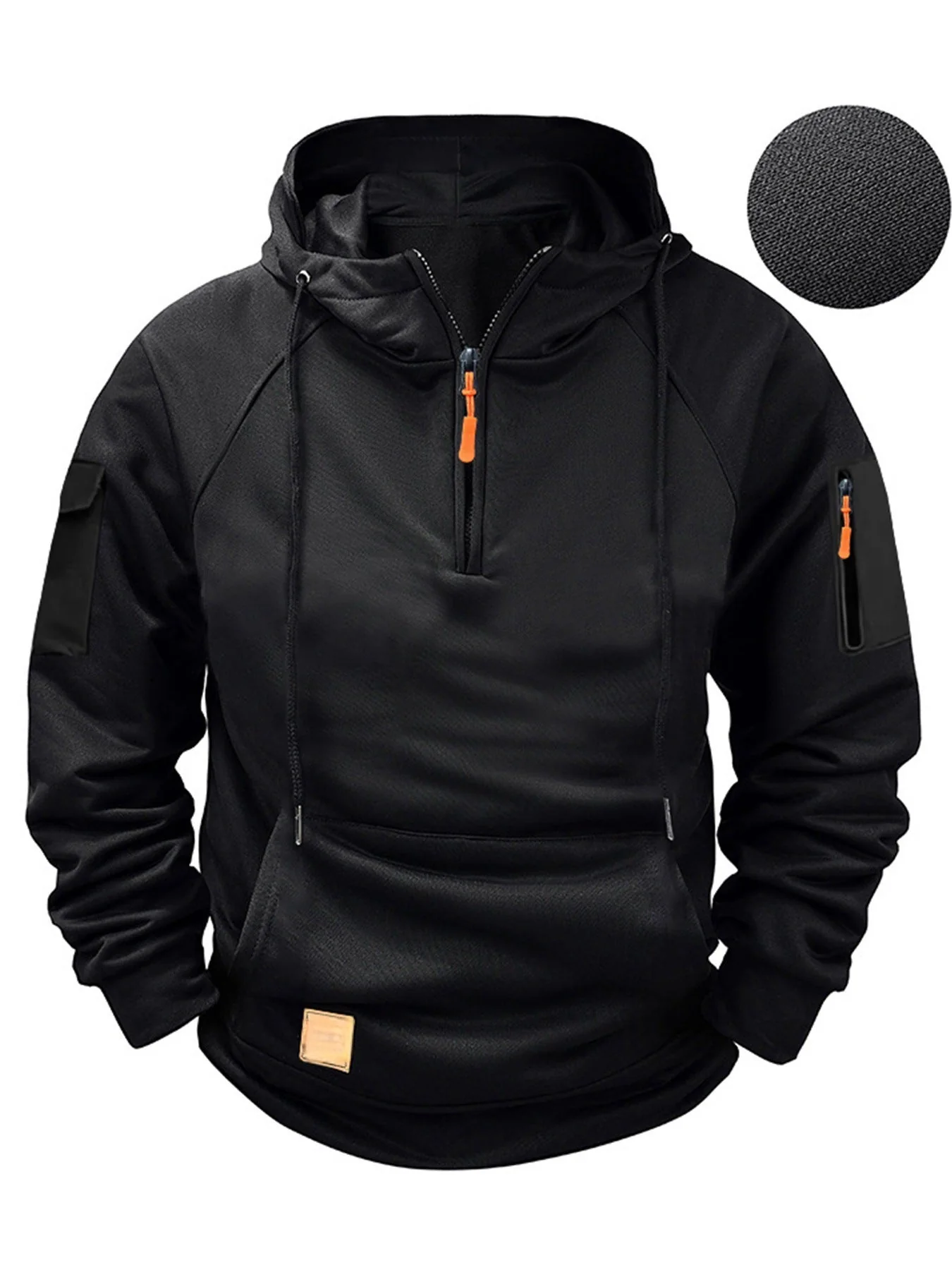KZZ Men's Regular Fit Patched Pocket Drawstring Hoodie - Image 7