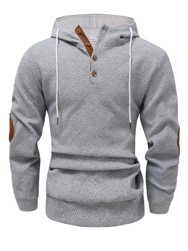 KZZ Men's solid color hoodie with texture casual long sleeve top - Image 5