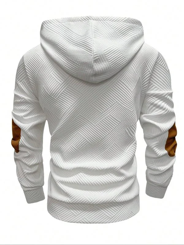 KZZ Men's solid color hoodie with texture casual long sleeve top - Image 6