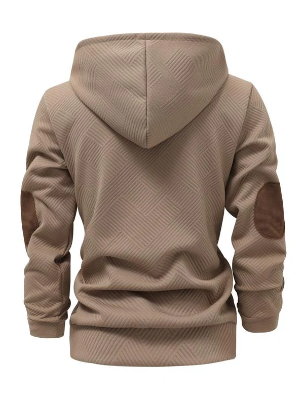 KZZ Men's solid color hoodie with texture casual long sleeve top - Image 7