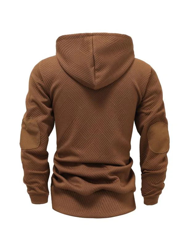 KZZ Men's solid color hoodie with texture casual long sleeve top - Image 8