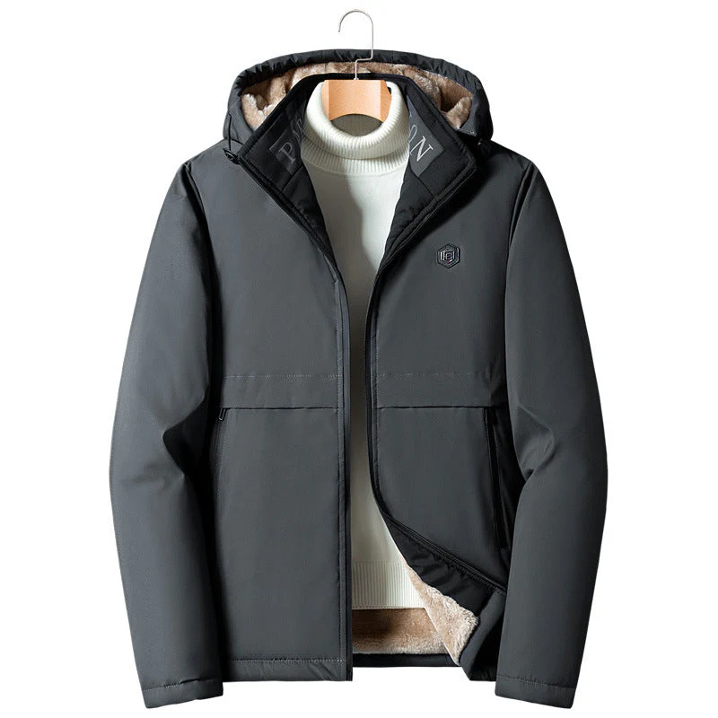 KZZ Men's Solid Thermal Lined Zip Up Heated Jacket - Image 2