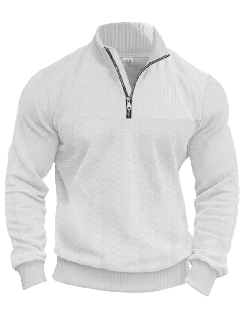 KZZ Men's Solid Zip Up Drop Shoulder Sweatshirt - Image 2