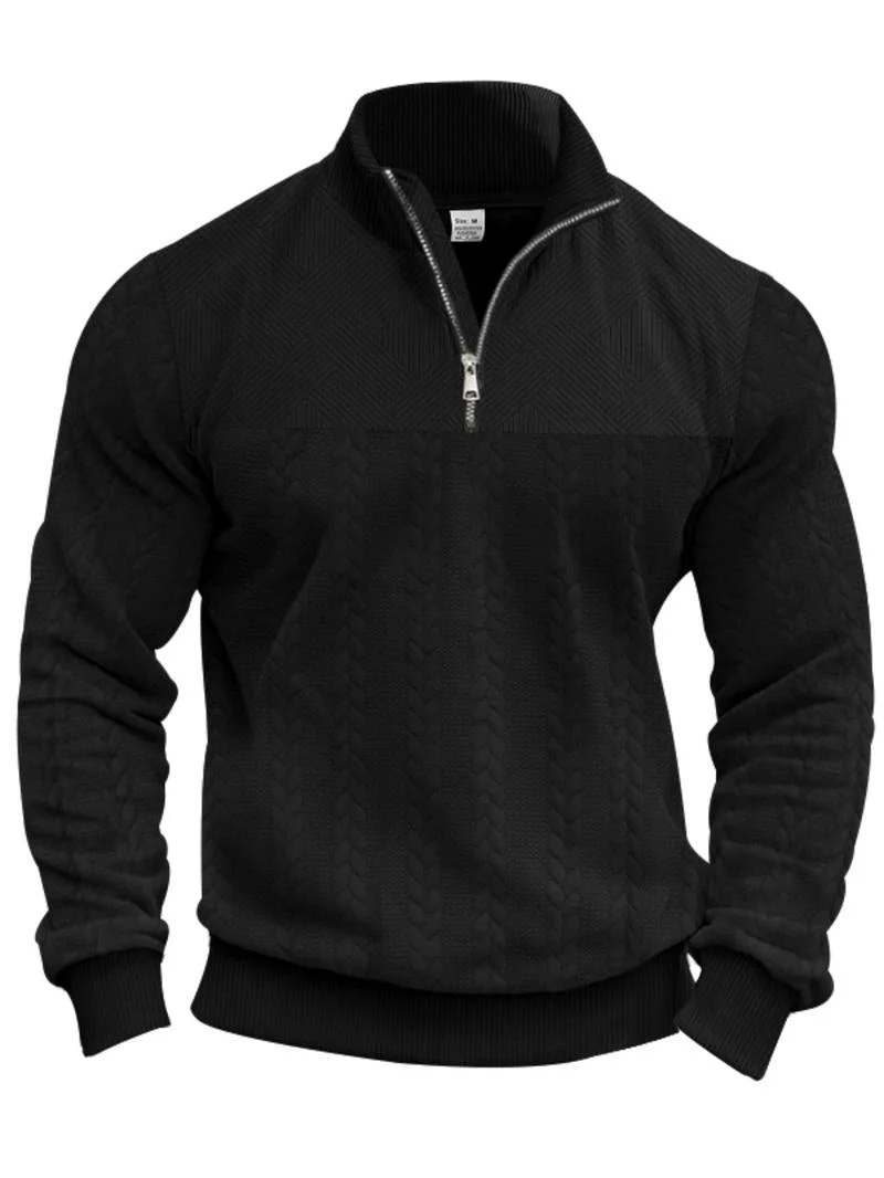 KZZ Men's Solid Zip Up Drop Shoulder Sweatshirt - Image 3