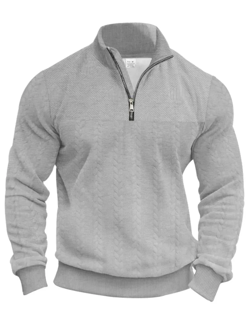 KZZ Men's Solid Zip Up Drop Shoulder Sweatshirt - Image 4