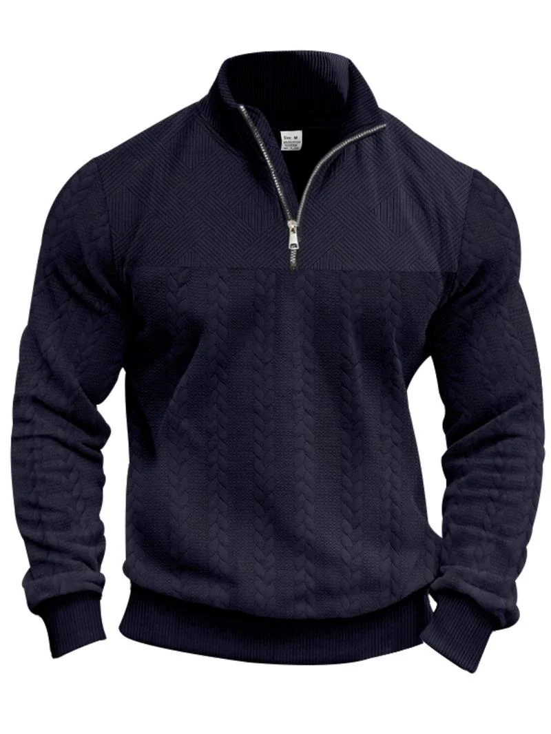 KZZ Men's Solid Zip Up Drop Shoulder Sweatshirt - Image 5